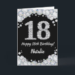 Happy 18th Birthday Black and Silver Glitter Card<br><div class="desc">Happy 18th Birthday Black and Silver Glitter Card with personalised name. For further customisation,  please click the "Customise it" button and use our design tool to modify this template.</div>