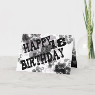 Happy 18th Birthday black/white design, ink splats Card