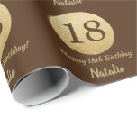 Happy 18th Birthday Brown and Gold Glitter Wrapping Paper<br><div class="desc">Happy 18th Birthday Brown and Gold Glitter Wrapping Paper with personalised name. For further customisation,  please click the "Customise it" button and use our design tool to modify this template.</div>