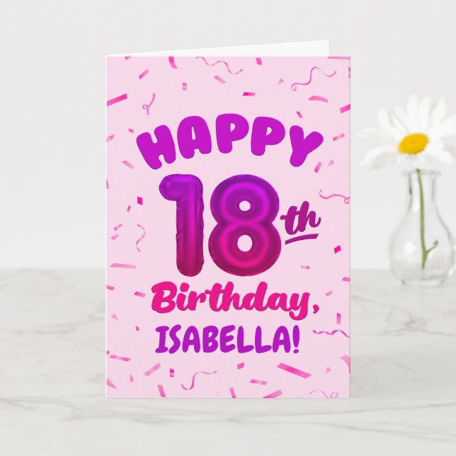 Happy 18th Birthday Card with Custom Name (Small Plant)