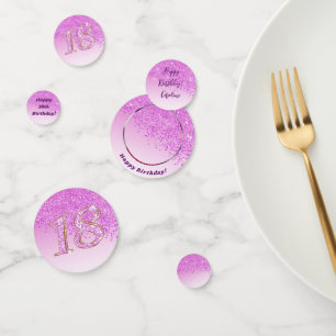 Happy 18th Birthday Chic Falling Pink Glitter Confetti