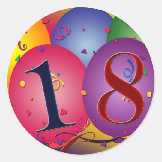 Happy 18th Birthday Classic Round Sticker Uk