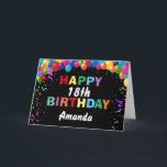 Happy 18th Birthday Colorful Balloons Black Card<br><div class="desc">Happy 18th Birthday Colorful Balloons Confetti Black Card with personalized name. For further customization,  please click the "Customize it" button and use our design tool to modify this template.</div>