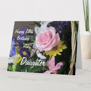 Happy 18th Birthday Daughter-Pink Rose Bouquet Card