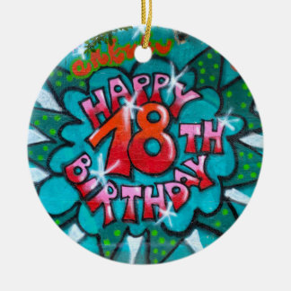Happy 18th Birthday Graffiti Ceramic Tree Decoration