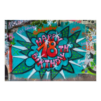 Happy 18th Birthday Graffiti Poster