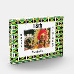 Happy 18th Birthday JAMAICA FLAG Photo Block<br><div class="desc">Modern stylish 18th Birthday PHOTO BLOCK showing the map outline combined with the flag of JAMAICA in the background. Customise by simply uploading your own choice of (same-shaped) photo and personalise by adding a name. This PHOTO BLOCK would make a great keepsake gift for any occasion, especially for Christmas, Birthdays,...</div>