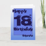 Happy 18th birthday name all blue greeting card<br><div class="desc">Happy 18th birthday name all blue greeting card. Fully customise-able.</div>