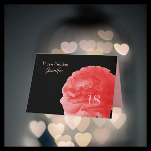 Happy 18th Birthday, Name Coral Pink Rose Greeting Card