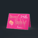 Happy 18th Birthday Name Ornate Hot Pink Gold Card<br><div class="desc">An elegant feminine colored design of ornate typography in gold and white on a hot pink background for an 18th birthday although it is very versatile as you can easily personalize the age to any you require! Happy Birthday is set in a decorative script, and the age is in a...</div>