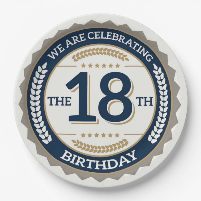Happy 18th Birthday Paper Plate (Front)