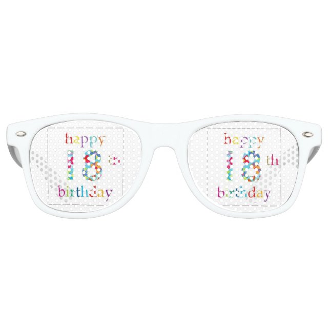 Happy 18th birthday retro sunglasses (Front)
