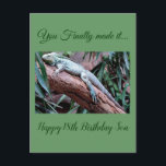 Happy 18th Birthday son lizard card<br><div class="desc">Cute 18th Birthday greetings for boys, 
You finally made it
Happy 18th Birthday to you son</div>