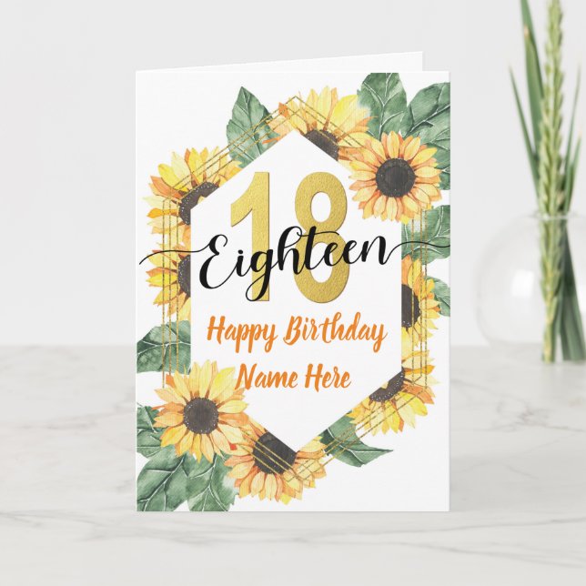 Happy 18th Birthday Sunflower Greeting Card (Front)