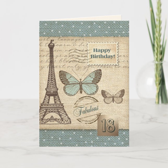 Happy 18th Birthday. Vintage Art Card (Front)