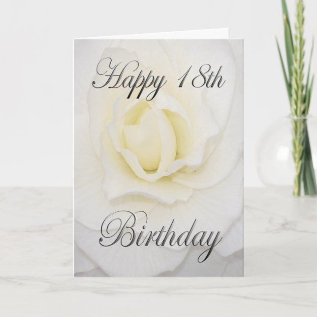 Happy 18th Birthday White Flower Card (Front)