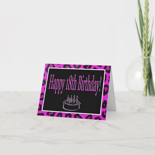 Happy 18th Birthday With Hot Pink Leopard Spots Card (Front)