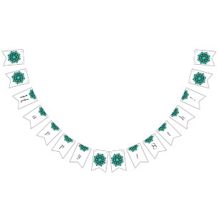 Happy 18th! Mandala in aqua Bunting