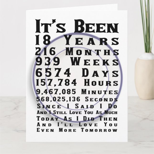 Happy 18th Porcelain Wedding Anniversary Card (Front)