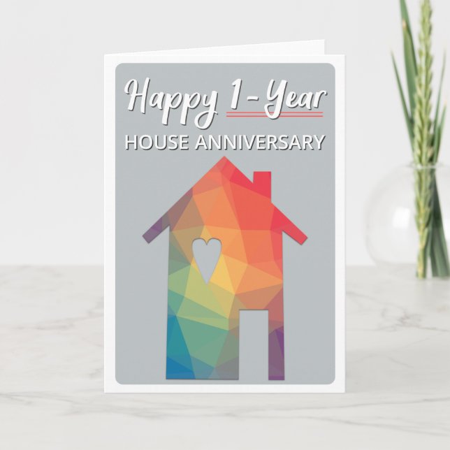 Happy 1-Year Houseaversary House Anniversary Card (Front)
