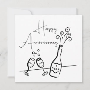 Happy 1st Anniversary Champagne Celebration Card