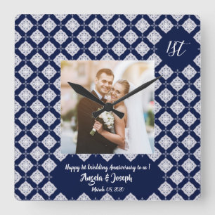 Happy 1st anniversary decorative photo Clock