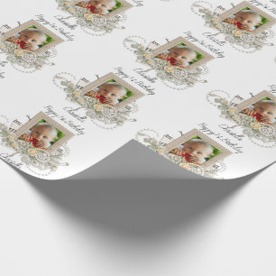 Happy 1st Birthday baby photo Wrapping Paper