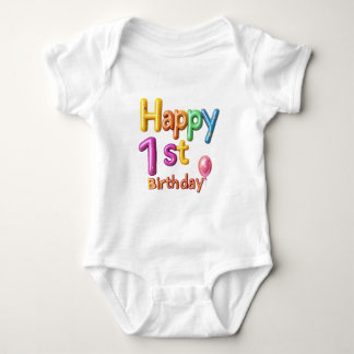 Happy 1st Birthday – Balloon Text Celebration Baby Bodysuit