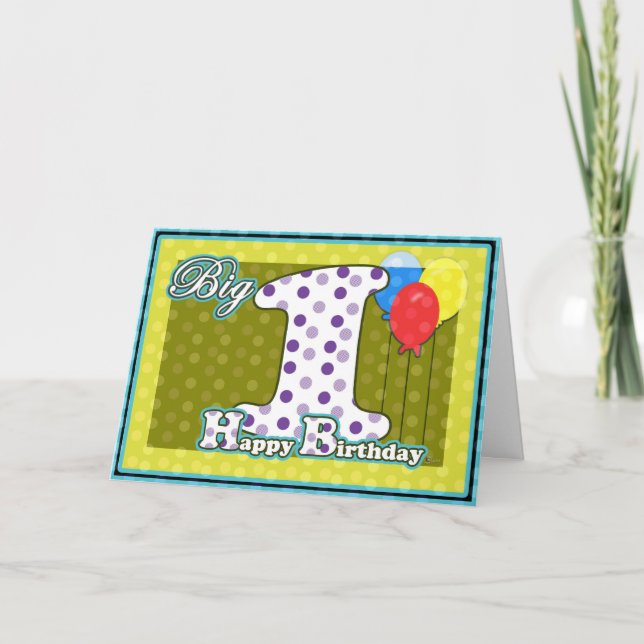 Happy 1st Birthday Balloons First Big Birthday Card (Front)