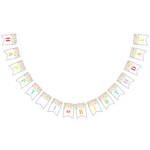 Happy 1st Birthday Banner Rainbow Confetti