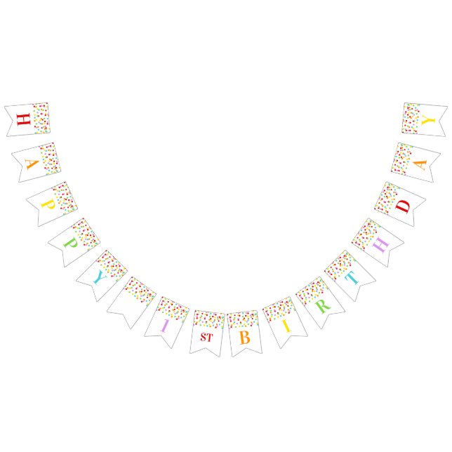 Happy 1st Birthday Banner Rainbow Confetti (All)