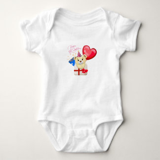 Happy 1st Birthday Bear  baby Bodysuit 