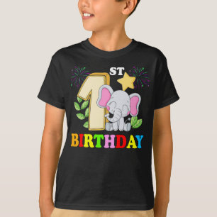 Happy 1st Birthday Boy Baby Elephant Kid - one T-Shirt