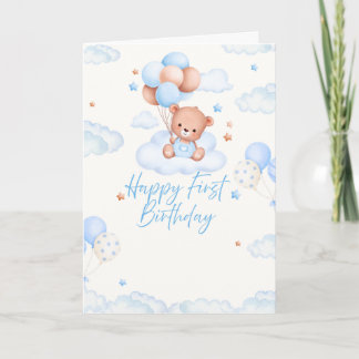 Happy 1st Birthday Card, blue themed Card