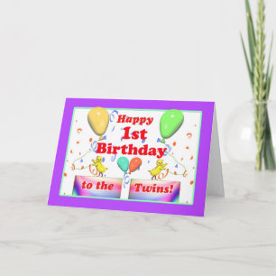 Happy 1st Birthday Chickens for Twins Card