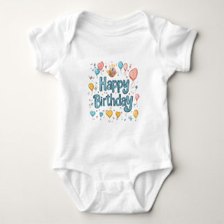Happy 1st Birthday – Cute balloon Baby Bodysuit