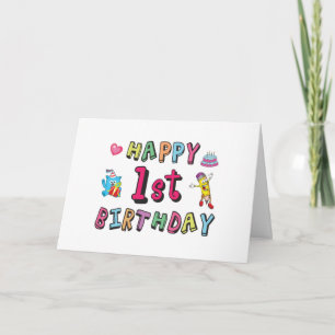 Happy 1st Birthday for 1 year old Kids B-day Card