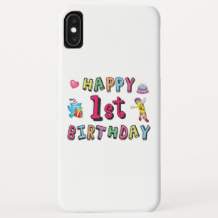 Happy 1st Birthday for 1 year old Kids B-day iPhone XS Max Case
