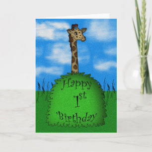 Happy 1st Birthday Giraffe Card, cute Card