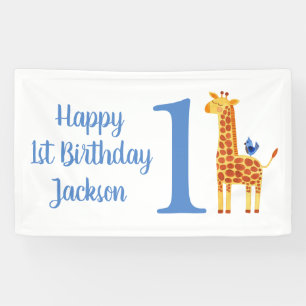 Happy 1st Birthday Giraffe Party Banner