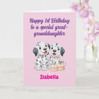 Happy 1st Birthday Great-Granddaughter, Twin Girl, Card