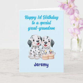 Happy 1st Birthday Great-Grandson, Twin Boy, Card