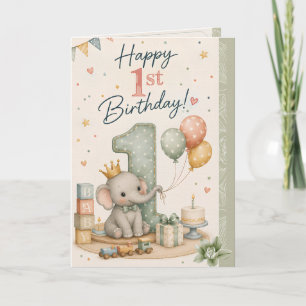 Happy 1st Birthday Greeting Card First Birthday