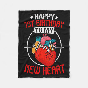 Happy 1st Birthday Heart Transplant Artwork Fleece Blanket