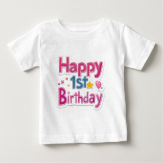 Happy 1st Birthday in Pink and Blue Celebration Baby T-Shirt
