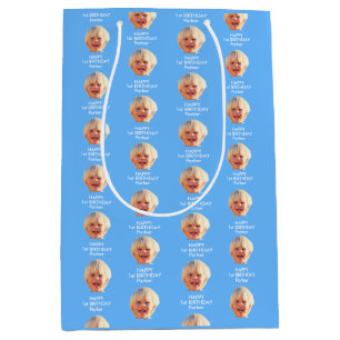 Happy 1st Birthday Kids Personalised Photo Medium Gift Bag