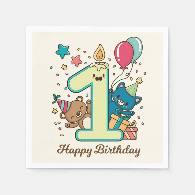 Happy 1st Birthday Napkin (Front)