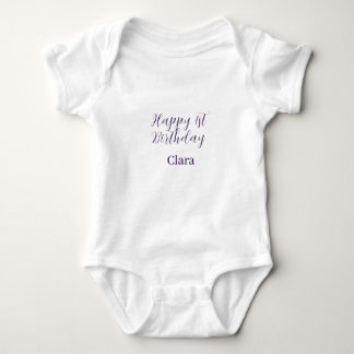 Happy 1st birthday orange purple boho retro name baby bodysuit