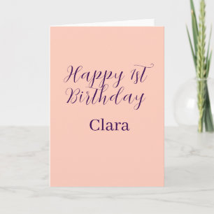 Happy 1st birthday orange purple boho retro name card