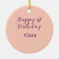 Happy 1st birthday orange purple boho retro name